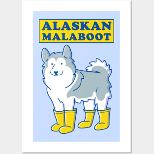 Alaskan Malamute wearing boots Posters and Art